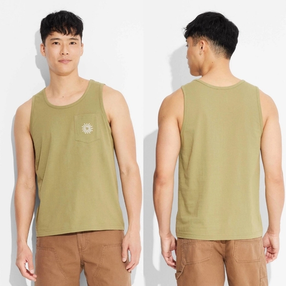 Original Use Other - Men's Original Use XXL Olive Green Tank Top with White Sun Graphic